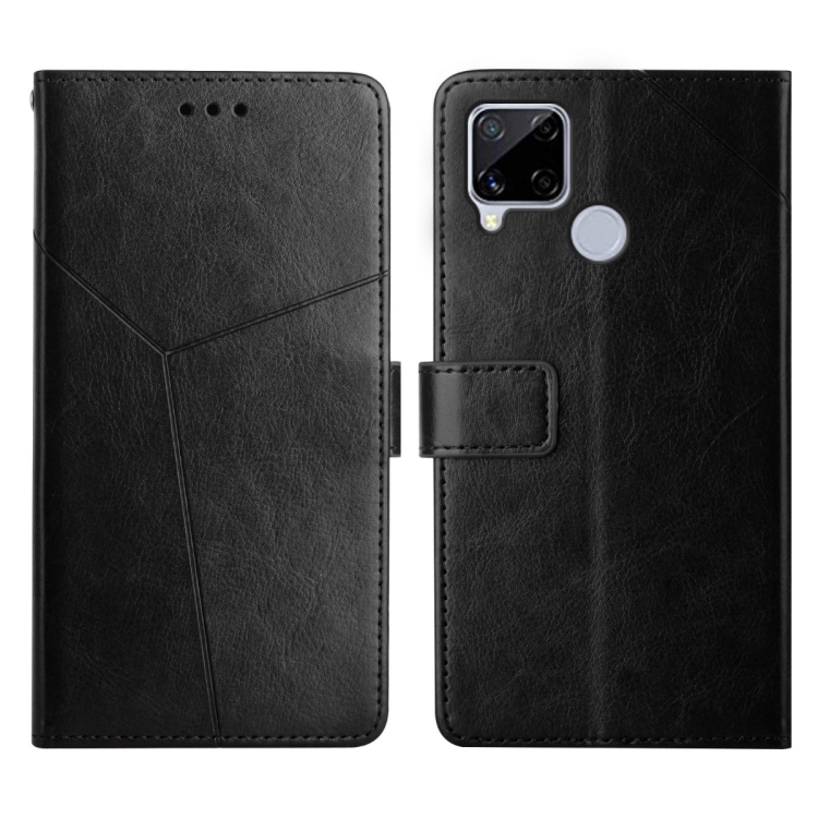 

For OPPO Realme C15 / C20 Y Stitching Horizontal Flip Leather Phone Case(Black)