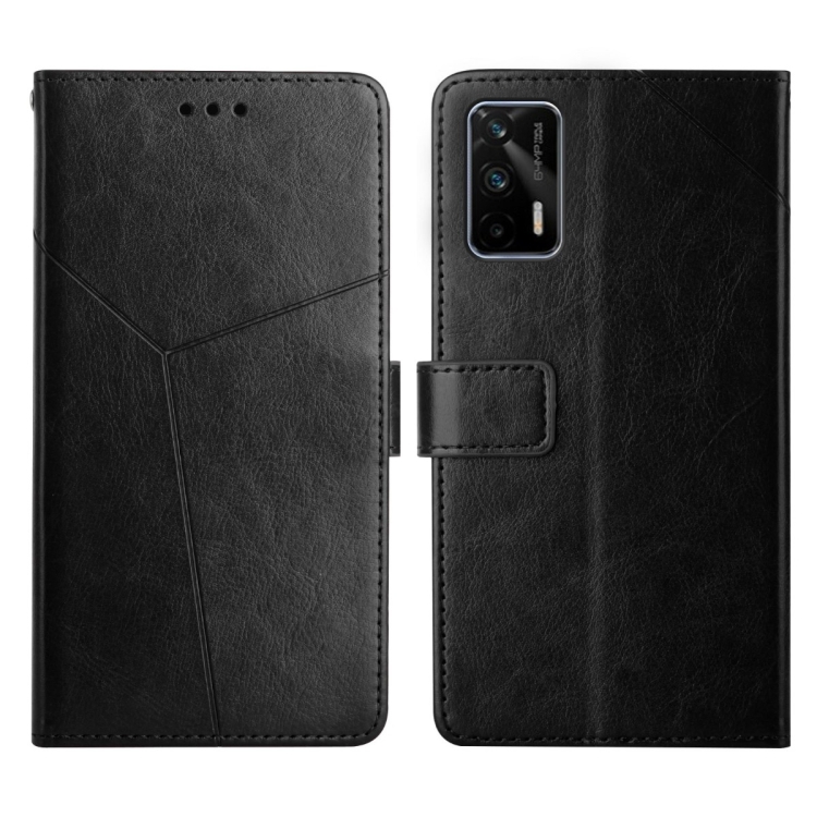 

For OPPO Realme GT Y Stitching Horizontal Flip Leather Phone Case(Black)