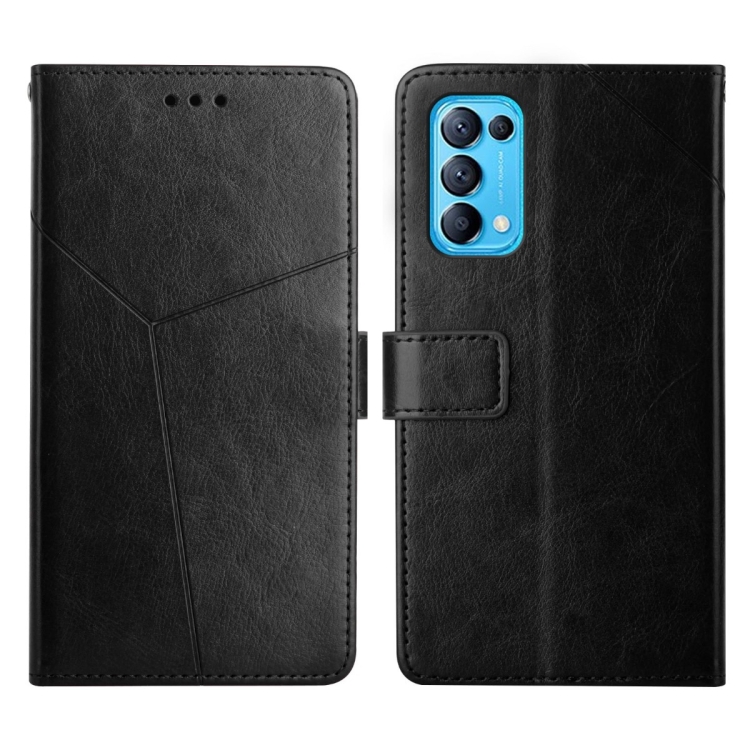 

For OPPO Reno5 4G Y Stitching Horizontal Flip Leather Phone Case(Black)
