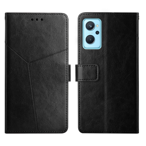 

For OPPO Realme 9i Y Stitching Horizontal Flip Leather Phone Case(Black)