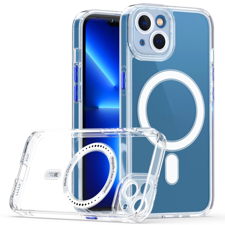 

For iPhone 13 Cat-eye TPU + Acrylic Magsafe Phone Case(Blue)