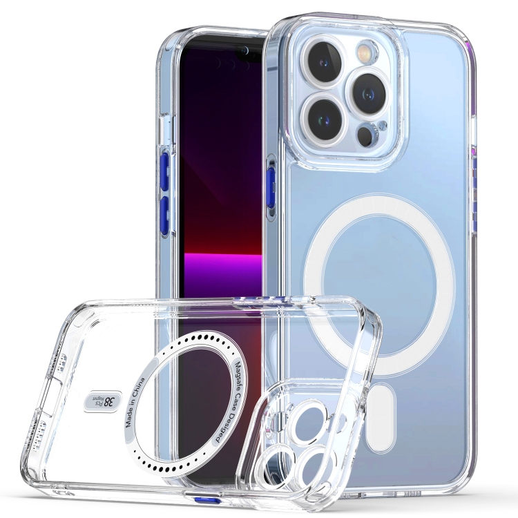 

Cat-eye TPU + Acrylic Magsafe Phone Case For iPhone 13 Pro(Blue)