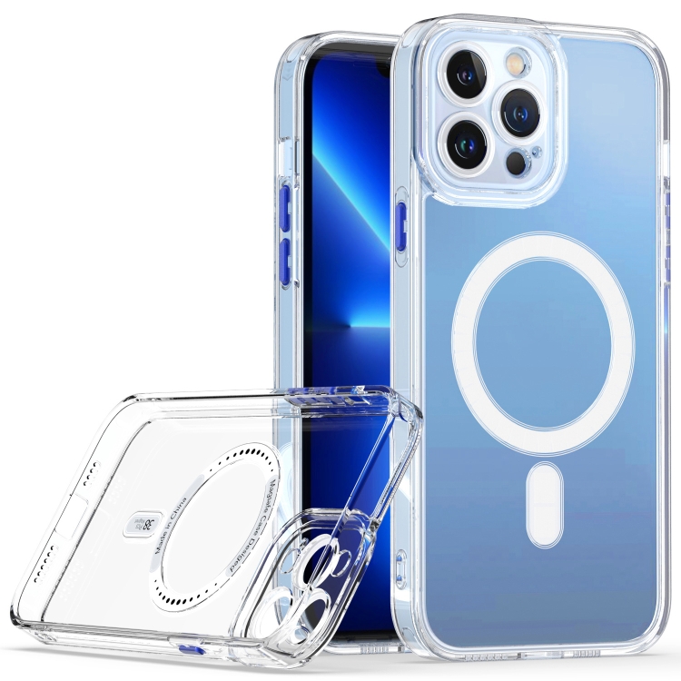 

Cat-eye TPU + Acrylic Magsafe Phone Case For iPhone 13 Pro Max(Blue)