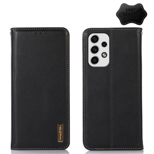 

For Samsung Galaxy A23 4G KHAZNEH Nappa Top Layer Cowhide Leather Phone Case(Black)