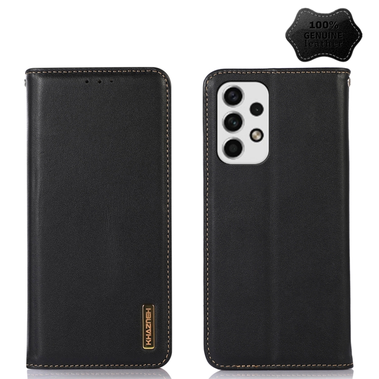 

For Samsung Galaxy A33 5G KHAZNEH Nappa Top Layer Cowhide Leather Phone Case(Black)