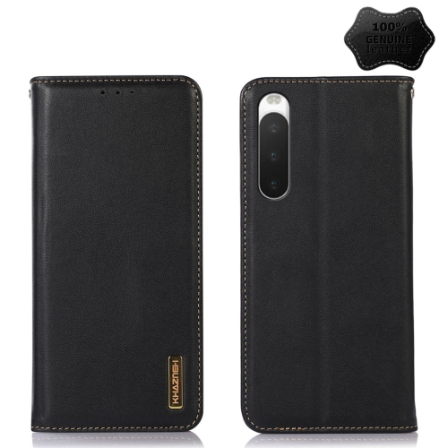 

For Sony Xperia 10 IV KHAZNEH Nappa Top Layer Cowhide Leather Phone Case(Black)