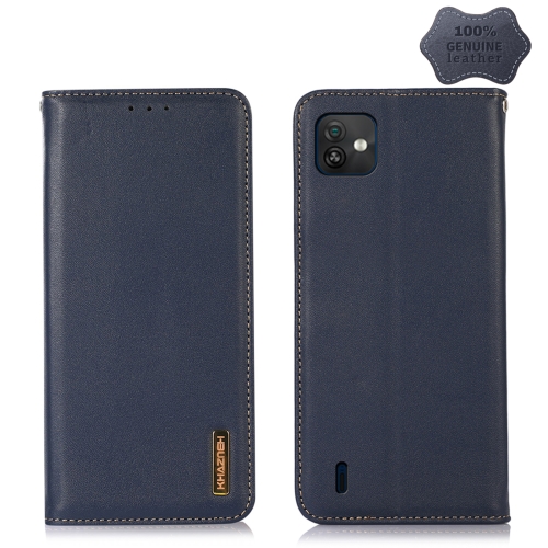 For Wiko Y82 KHAZNEH Nappa Top Layer Cowhide Leather Phone Case(Blue)