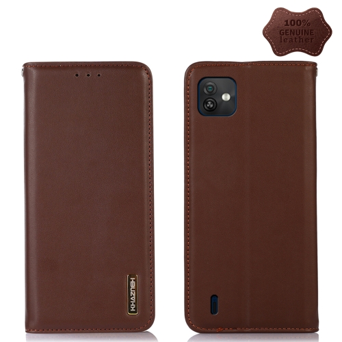 For Wiko Y82 KHAZNEH Nappa Top Layer Cowhide Leather Phone Case(Brown)