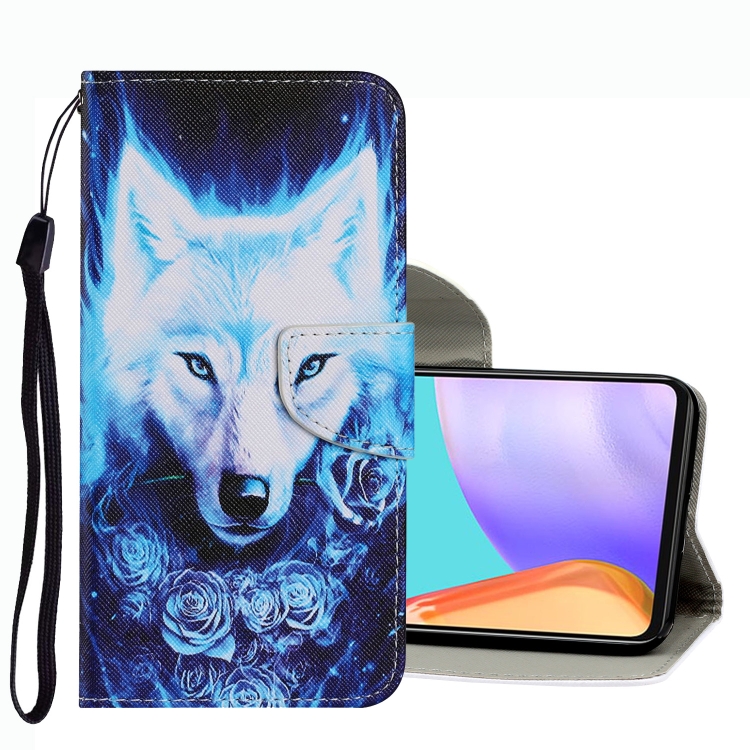 

For Samsung Galaxy A53 Coloured Drawing Pattern Leather Phone Case(Rose Wolf)