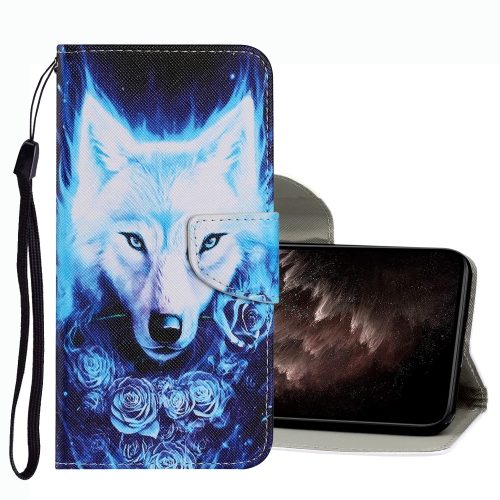 

For Samsung Galaxy S22 Ultra 5G Coloured Drawing Pattern Leather Phone Case(Rose Wolf)