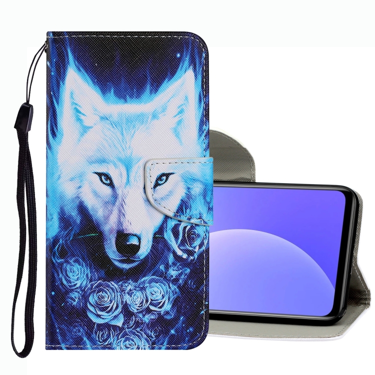 

For Xiaomi Mi 10T Lite Coloured Drawing Pattern Leather Phone Case(Rose Wolf)