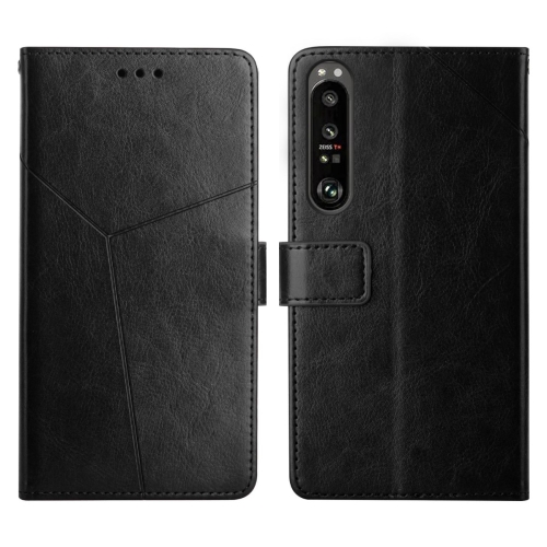 

For Sony Xperia 1 Y Stitching Horizontal Flip Leather Phone Case(Black)