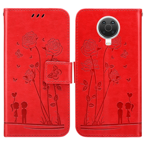 

For Nokia G20 / G10 / 6.3 Embossing Rose Couple Leather Phone Case(Red)