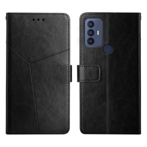 

For TCL 30 SE Y Stitching Horizontal Flip Leather Phone Case(Black)