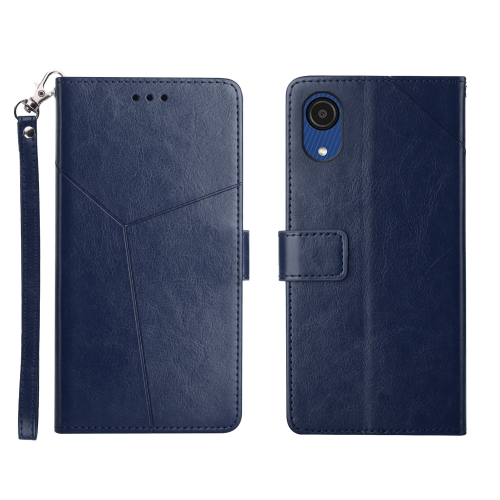 

For Samsung Galaxy A03 Core Y Stitching Horizontal Flip Leather Phone Case(Blue)