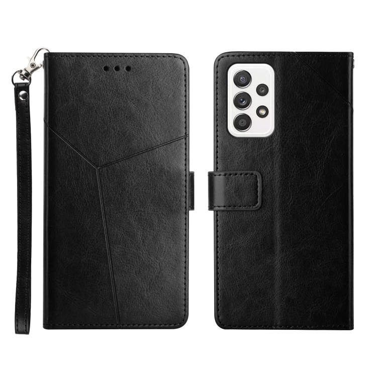 

For Samsung Galaxy A73 5G Y Stitching Horizontal Flip Leather Phone Case(Black)