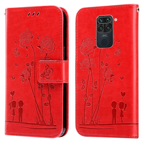 

For Xiaomi Redmi Note 9 / 10X 4G Embossing Rose Couple Leather Phone Case(Red)