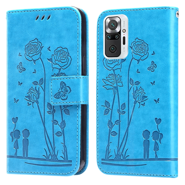

For Xiaomi Redmi Note 9 Pro/9 Pro Max Embossing Rose Couple Leather Phone Case(Blue)