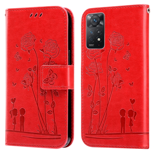 

For Xiaomi Redmi Note 11 Pro 4G&5G Global Embossing Rose Couple Leather Phone Case(Red)