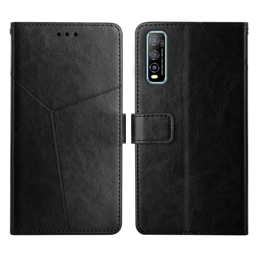 

For vivo Y70s Y Stitching Horizontal Flip Leather Phone Case(Black)