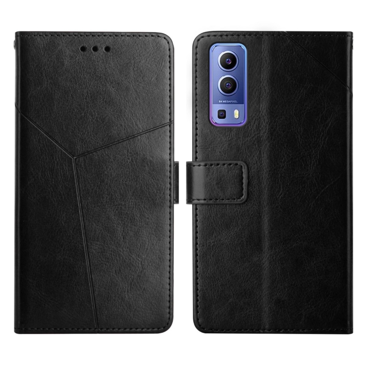 

For vivo Y72 5G Y Stitching Horizontal Flip Leather Phone Case(Black)