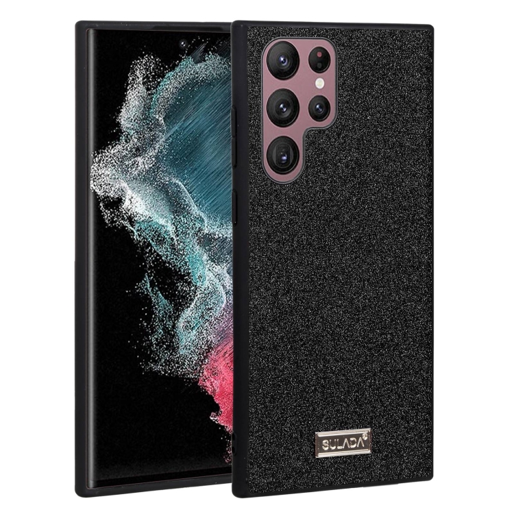 

For Samsung Galaxy S22 Ultra 5G SULADA Shockproof TPU + Handmade Leather Phone Case(Black)