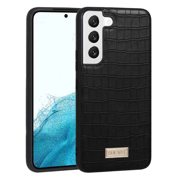 

For Samsung Galaxy S22 5G SULADA Shockproof TPU + Handmade Leather Phone Case(Black)