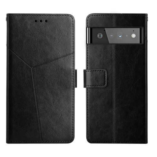 

For Google Pixel 6 Y Stitching Horizontal Flip Leather Phone Case(Black)