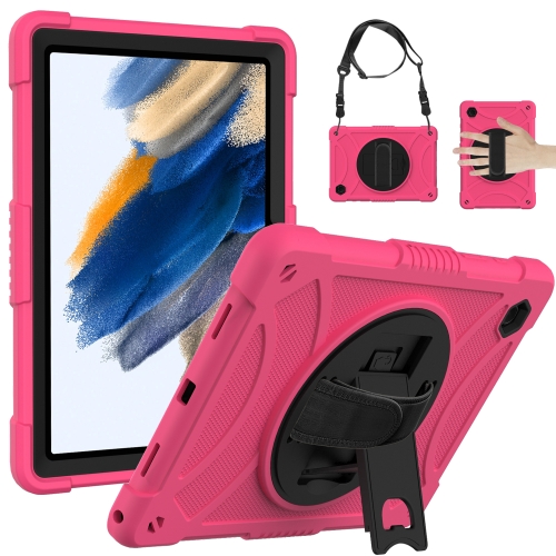 

For Samsung Galaxy Tab A8 10.5 2021 Rotary Grab Silicone + PC Tablet Case(Rose Red)