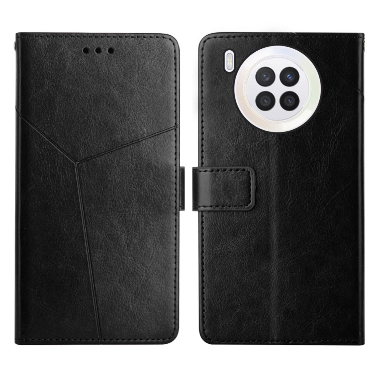 

For Huawei nova 8i Y Stitching Horizontal Flip Leather Phone Case(Black)
