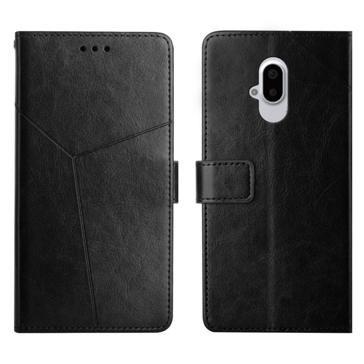

For Fujitsu Arrows F-52B Y Stitching Horizontal Flip Leather Phone Case(Black)