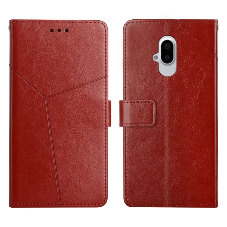 

For Fujitsu Arrows F-52B Y Stitching Horizontal Flip Leather Phone Case(Brown)