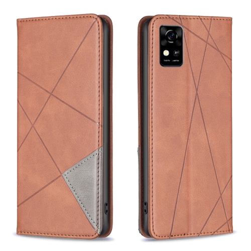 

For ZTE Blade A31 Prismatic Invisible Magnetic Leather Phone Case(Brown)