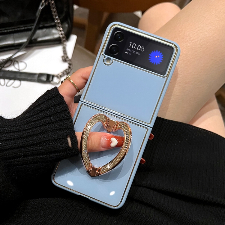 

For Samsung Galaxy Z Flip3 5G Diamond Heart Holder Phone Case(Blue)