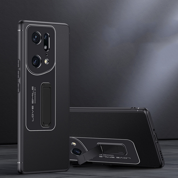 

For OPPO Find X5 Frosted Holder Phone Case(Matte Black)