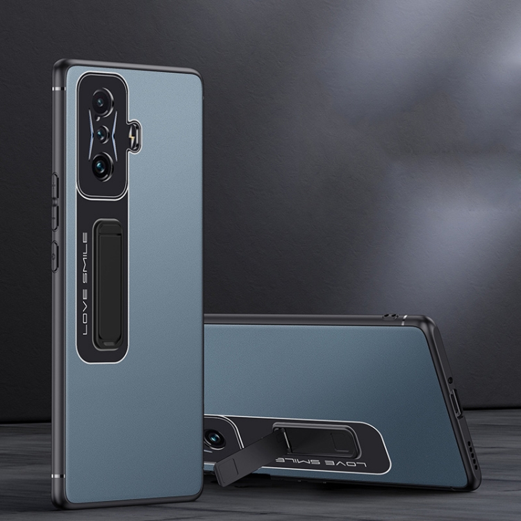 

For Xiaomi Redmi K50 Gaming Frosted Holder Phone Case(Sea Blue Grey)