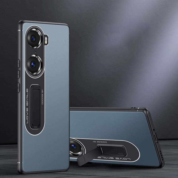 

For Honor 60 Frosted Holder Phone Case(Sea Blue Grey)