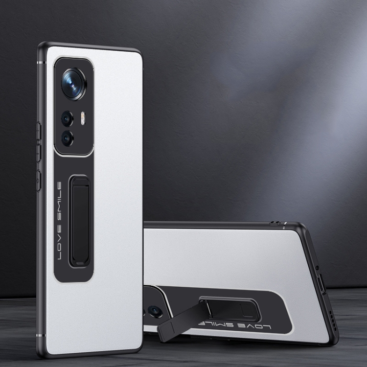 

For Xiaomi 12 Pro Frosted Holder Phone Case(Matte White)