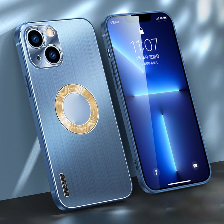 

Brushed Texture Metal + Silicone Phone Case For iPhone 13(Navy Blue)