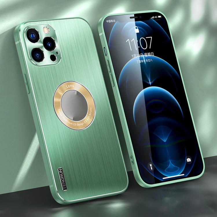 

Brushed Texture Metal + Silicone Phone Case For iPhone 13 Pro(Matcha Green)