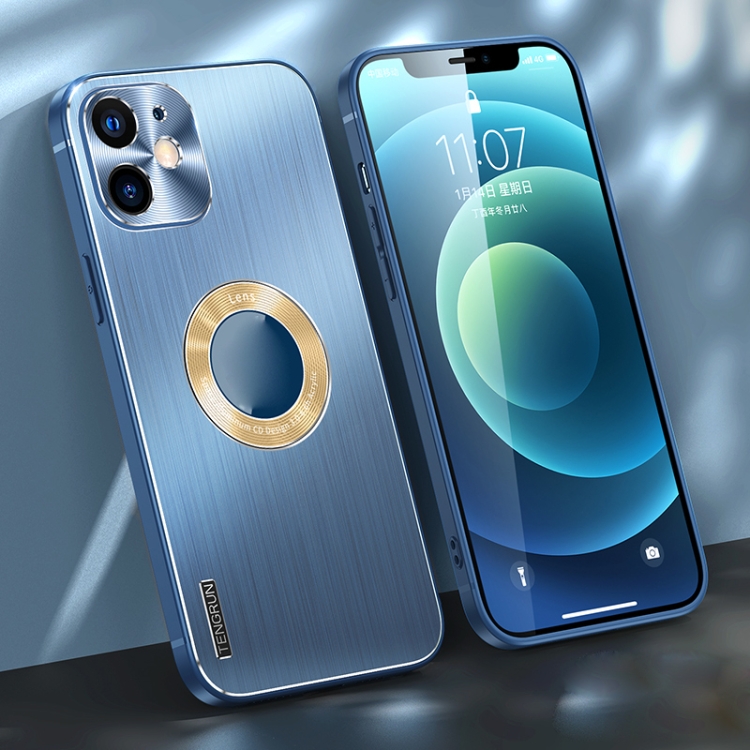 

Brushed Texture Metal + Silicone Phone Case For iPhone 12(Navy Blue)