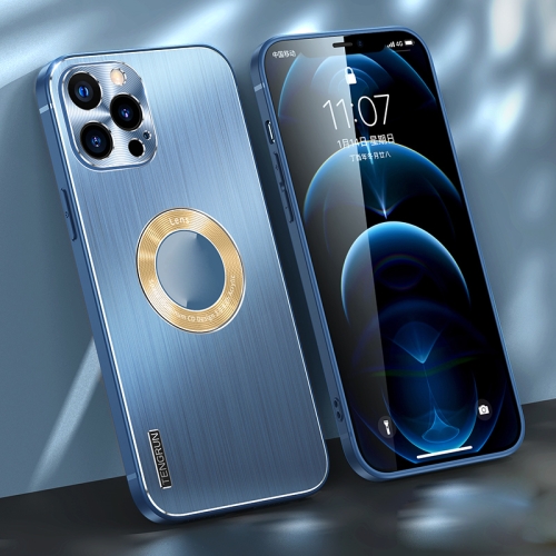 

Brushed Texture Metal + Silicone Phone Case For iPhone 12 Pro(Navy Blue)