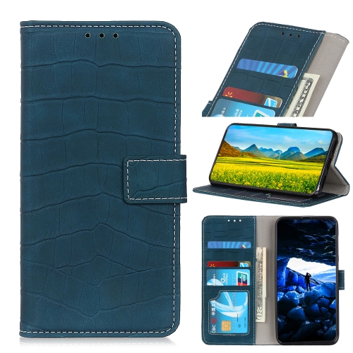 For Alcatel 1B 2022 Crocodile Texture Horizontal Flip Leather Phone Case(Dark Green)