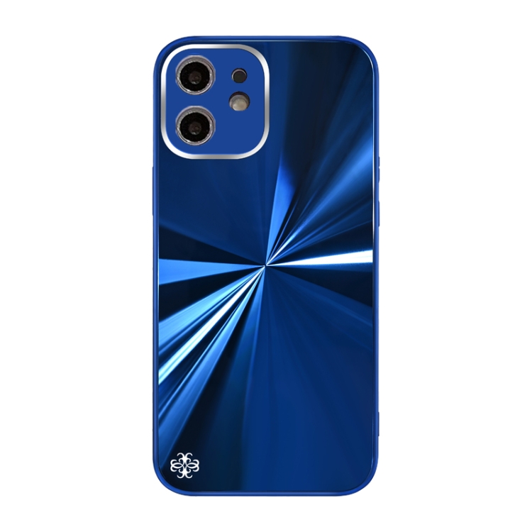 

For iPhone 12 CD Texture TPU + Tempered Glass Phone Case(Blue)