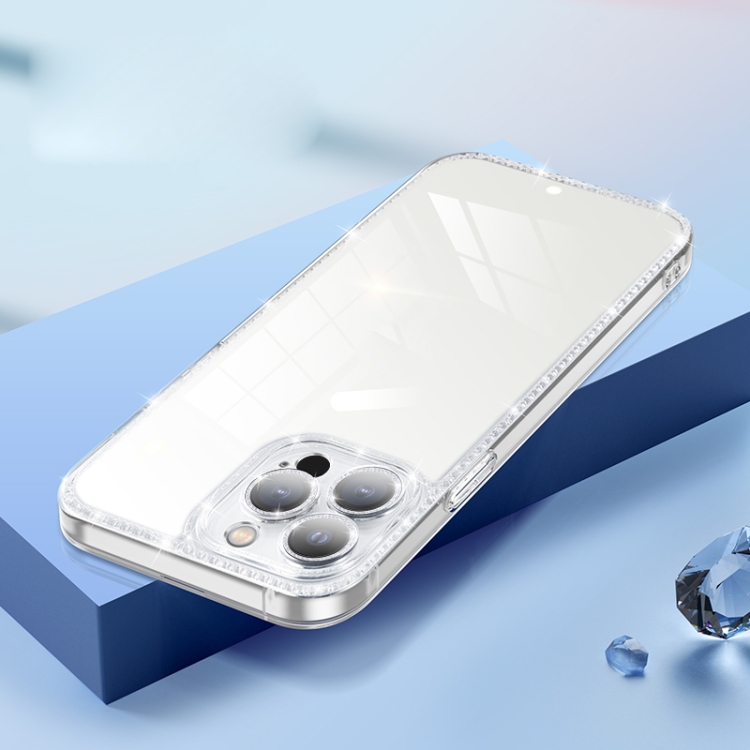 

Diamond Glitter Powder Lens Protector Glass Phone Case For iPhone 13 Pro Max(Transparent)
