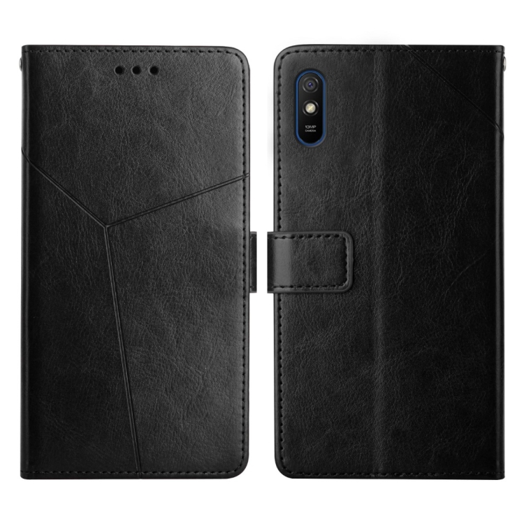 

For Xiaomi Redmi 9A Y Stitching Horizontal Flip Leather Phone Case(Black)