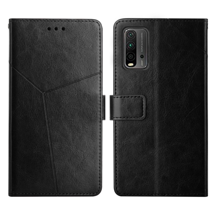 

For Xiaomi Poco M3 / Redmi 9T Y Stitching Horizontal Flip Leather Phone Case(Black)