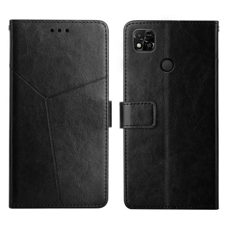 

For Xiaomi Redmi 10A Y Stitching Horizontal Flip Leather Phone Case(Black)