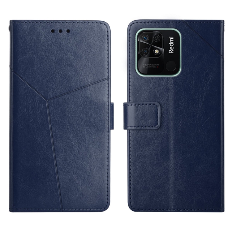 

For Xiaomi Redmi 10C Y Stitching Horizontal Flip Leather Phone Case(Blue)