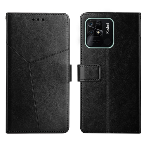 

For Xiaomi Redmi 10C Y Stitching Horizontal Flip Leather Phone Case(Black)